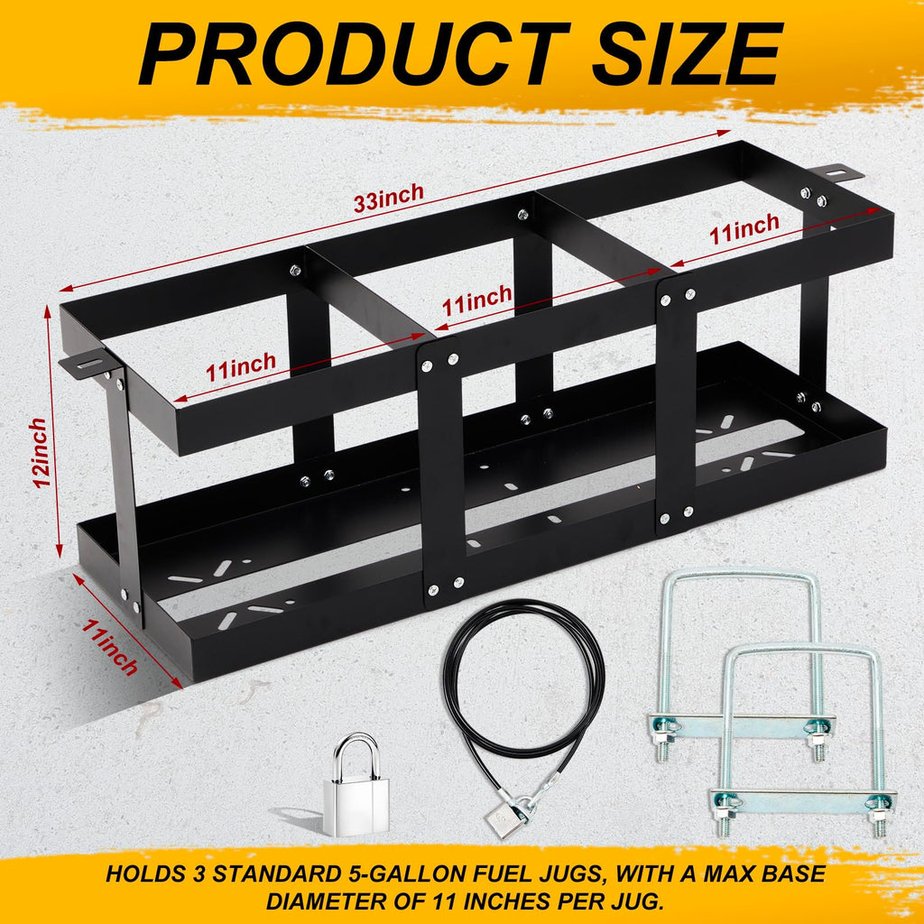 Black Iron 3 x 5-gallon Gas Can Holder U621045