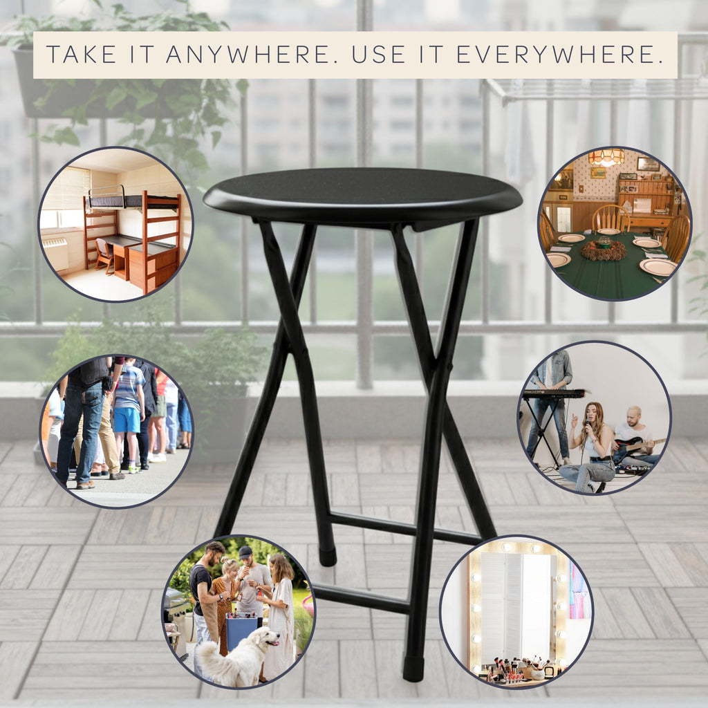 Black 18 Inch Portable Folding Stool T761771