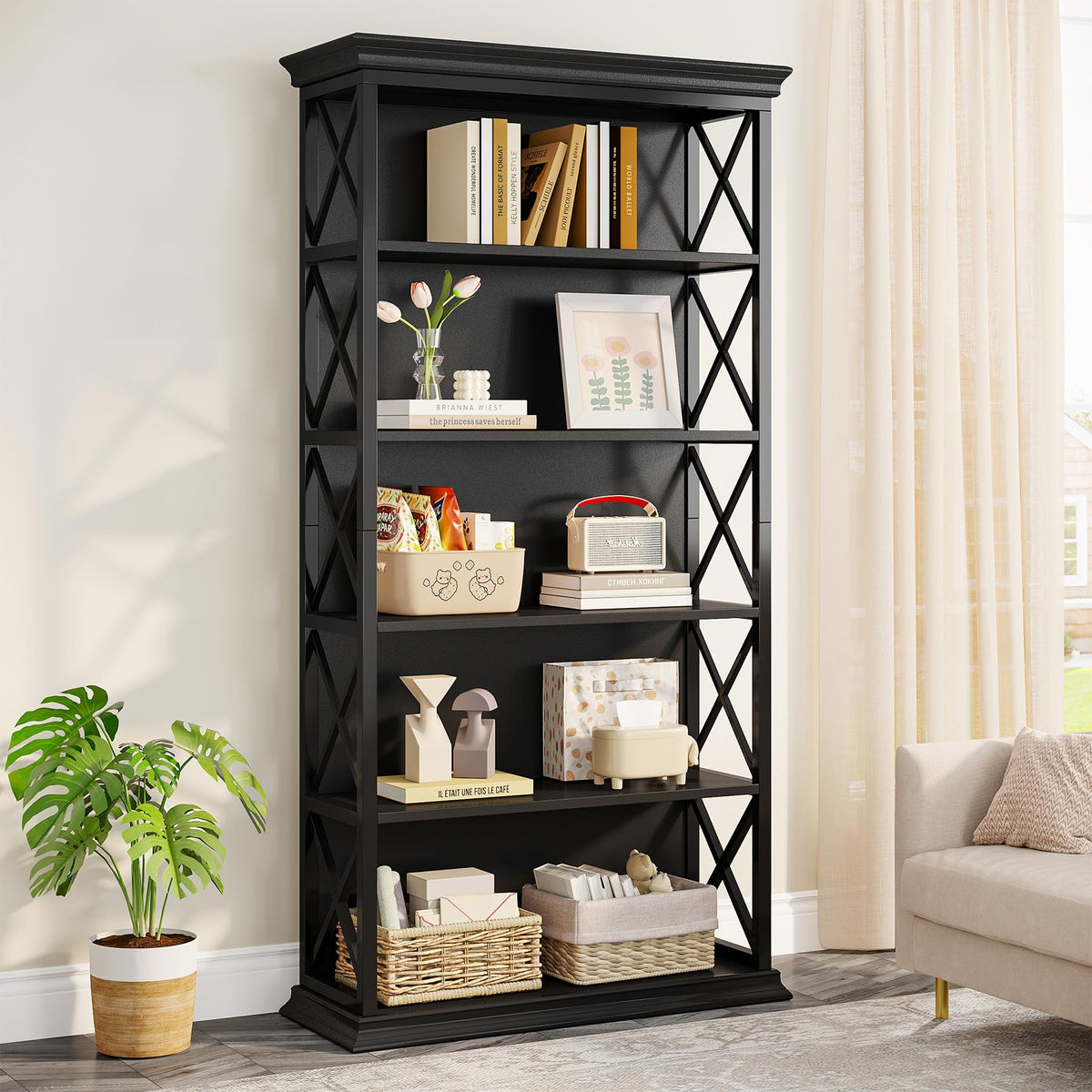 71 Inches 6-Tier Bookcase J6816