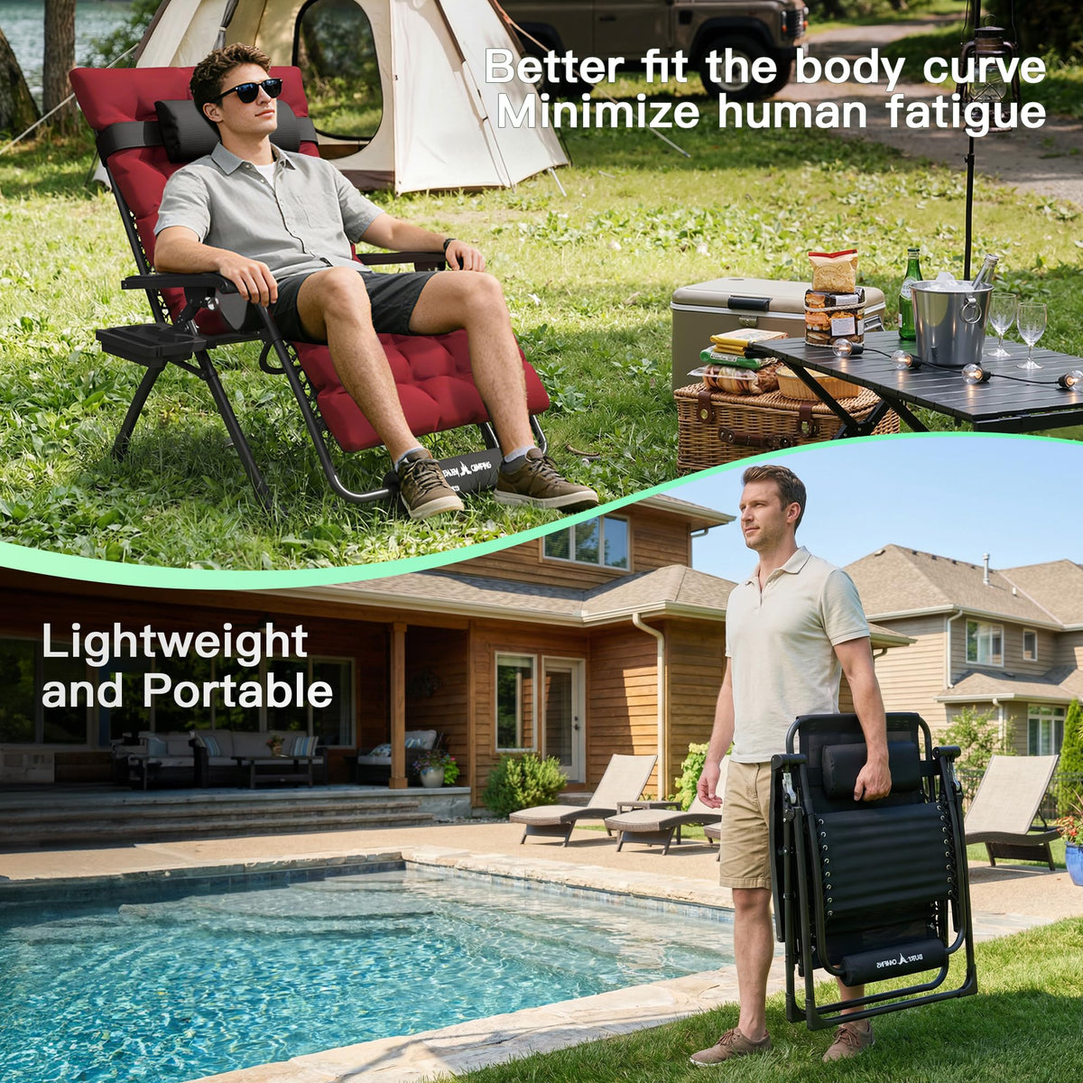 Oversized Folding Reclining Patio Lounge Chair X81251