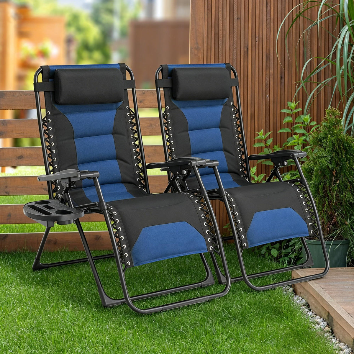 Oversized Zero Gravity Chair 2 Pack Black Blue B4585