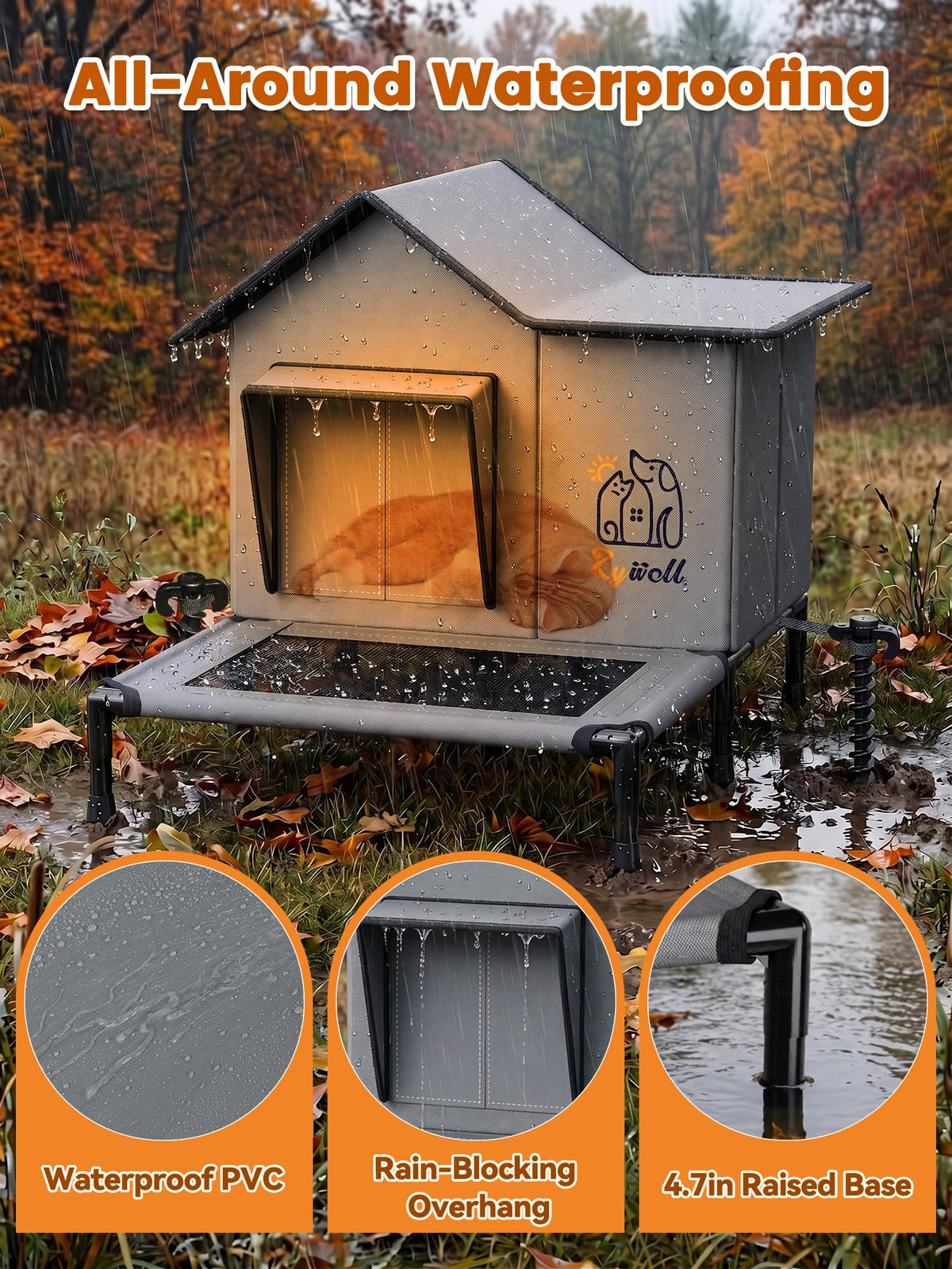 Heated Weatherproof Insulated Outdoor Cat House H499