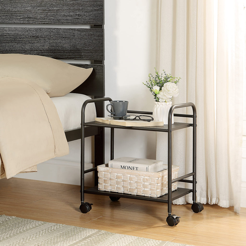 2-Tier Metal Rolling Utility Cart A634