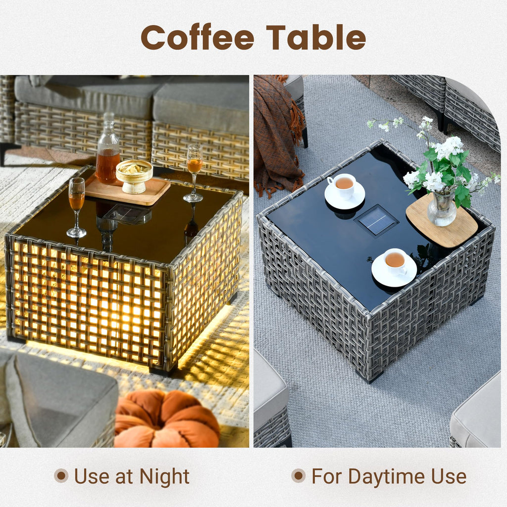 Navy Blue 8 Pieces Wicker Patio Furniture Set T99144