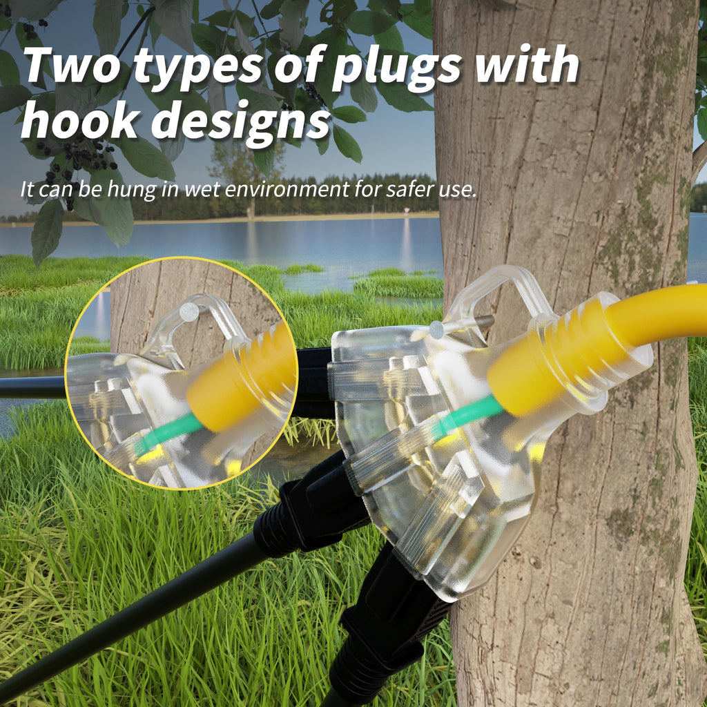 12 FT 12 Gauge Yellow Heavy Duty Outdoor Extension Cord Waterproof A384