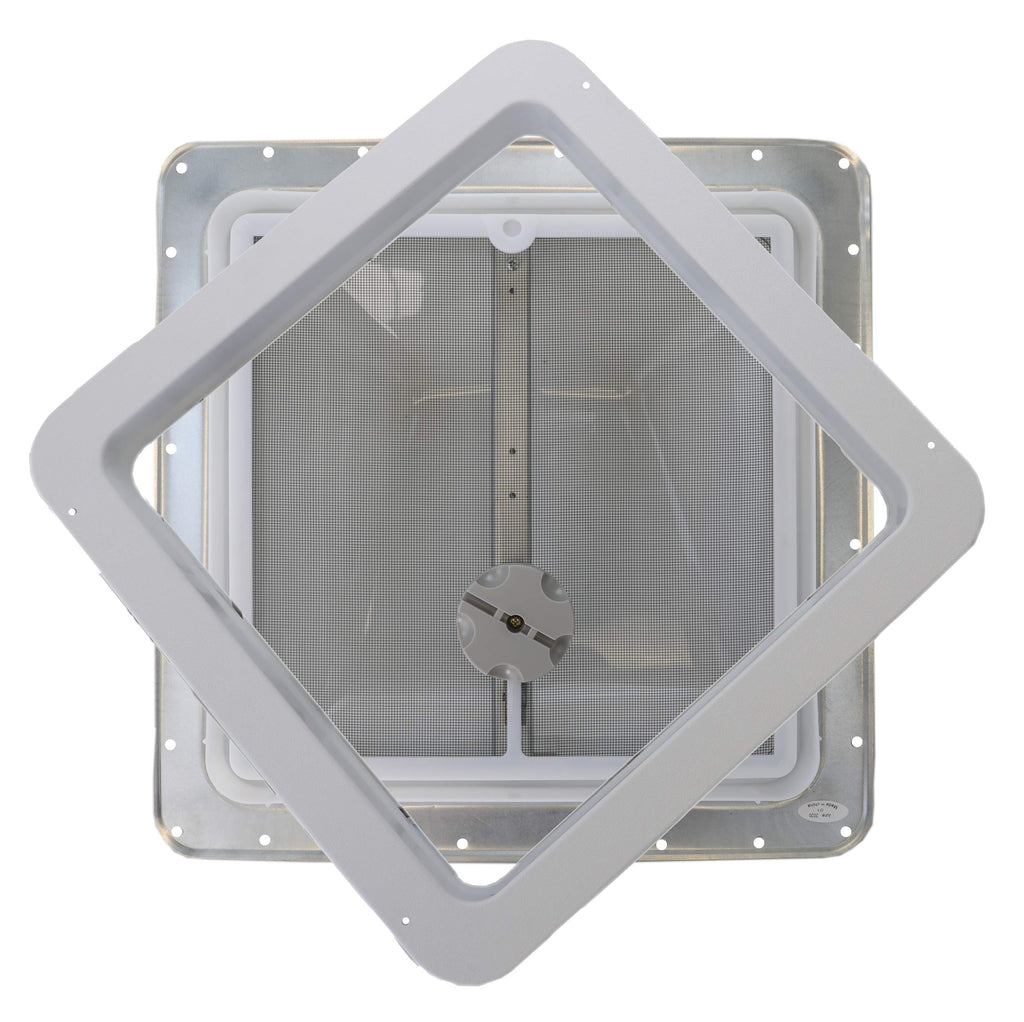 White Manual Crank RV Roof Vent with Screen K384