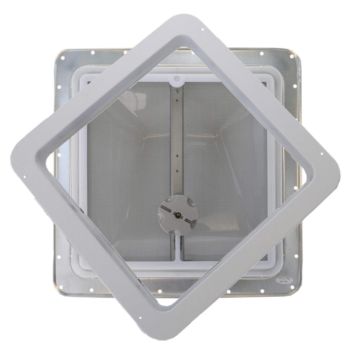 White Manual Crank RV Roof Vent with Screen K384