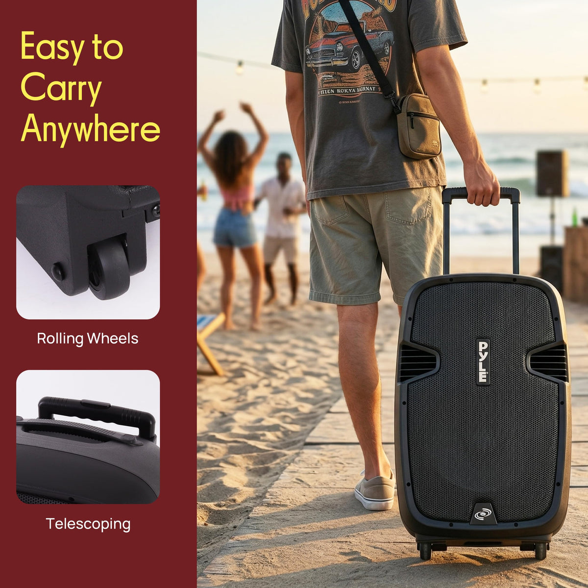 15-Inch Portable PA Speaker System with 2 UHF Microphones W42012