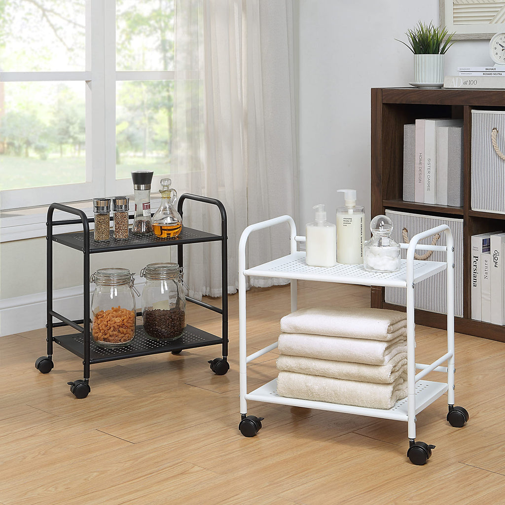 2-Tier Metal Rolling Utility Cart A634