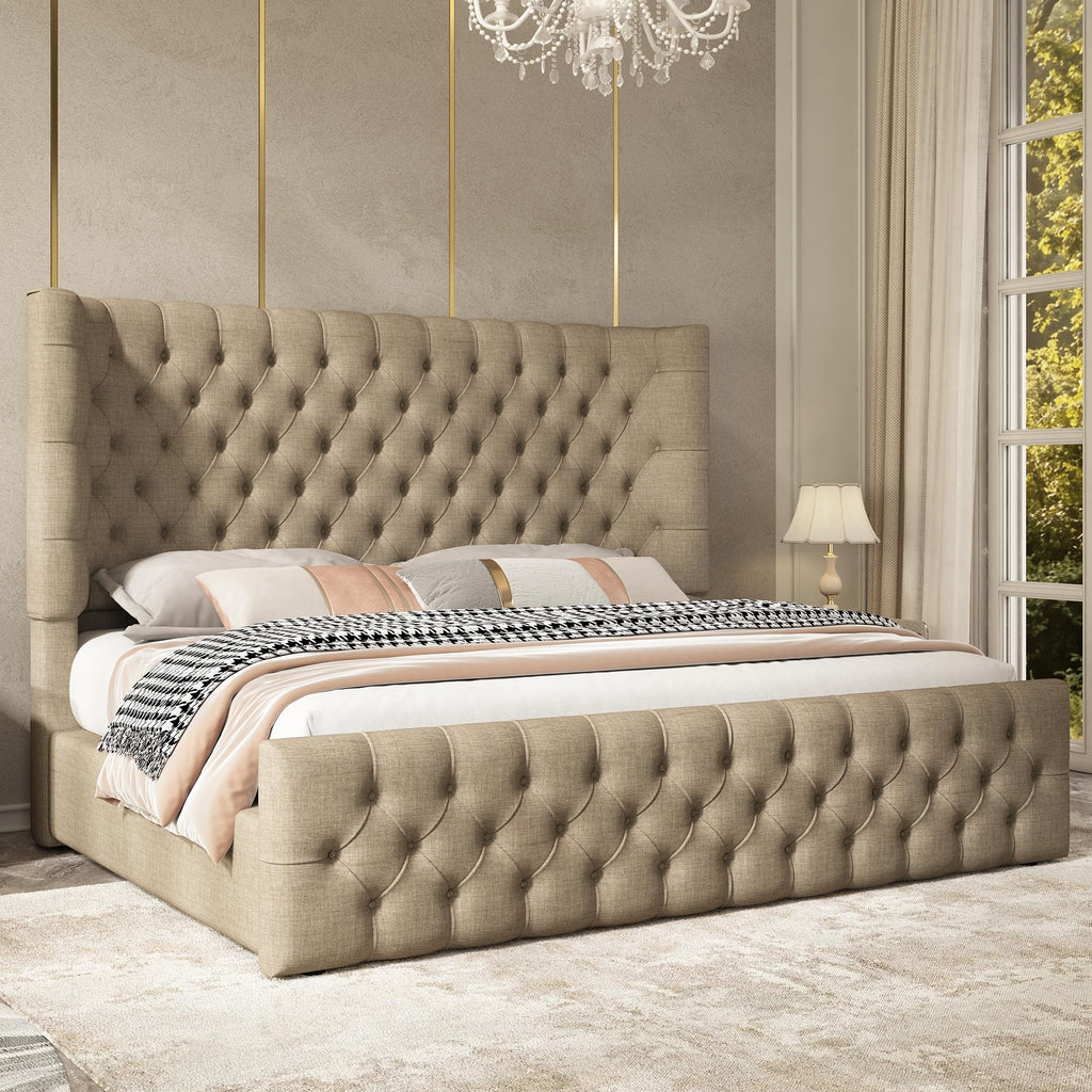 Cal King Bed Frame with Sleigh Headboard & Footboard G61698