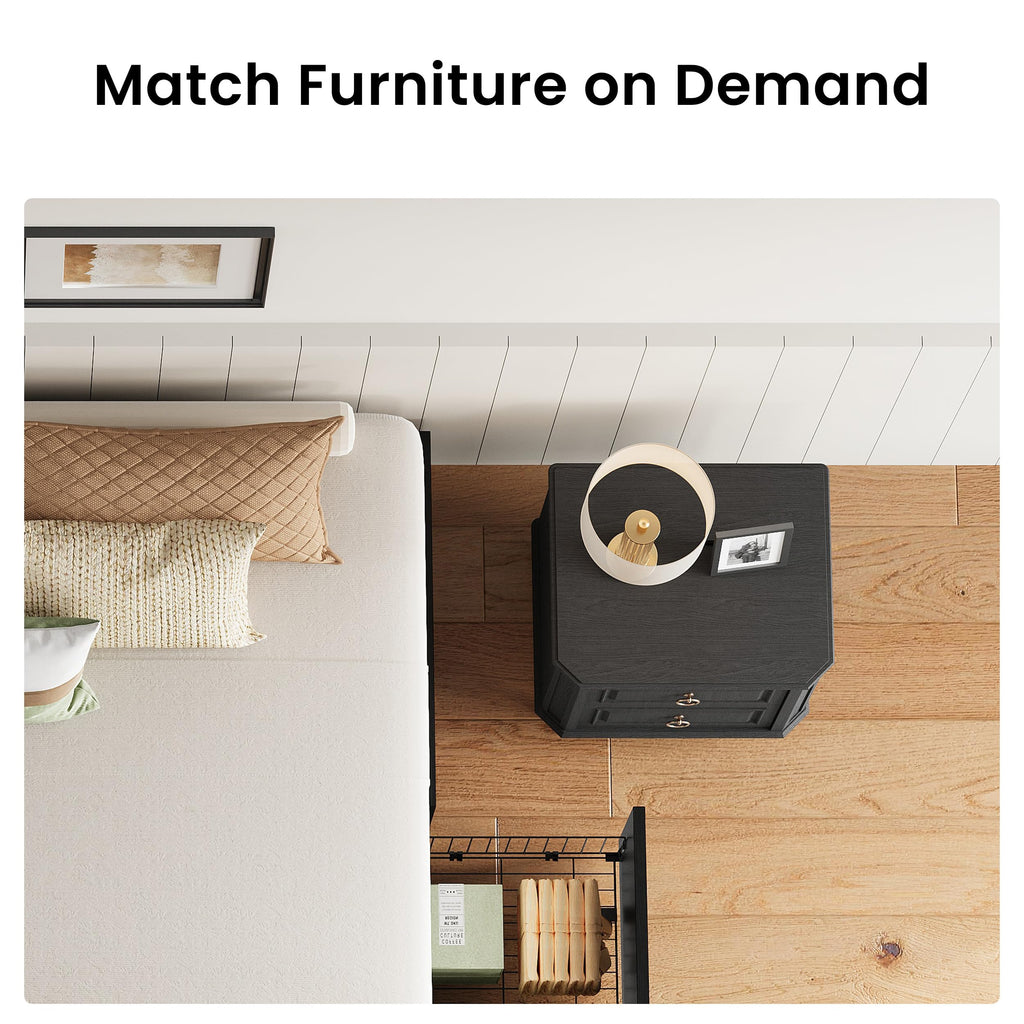 Queen Bed Frame with 4 Storage Drawers, Black F850