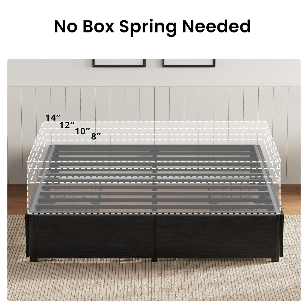 Queen Bed Frame with 4 Storage Drawers, Black F850