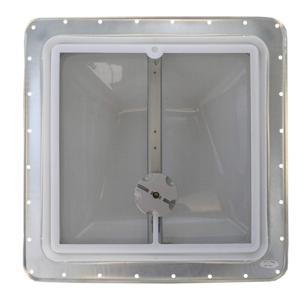 White Manual Crank RV Roof Vent with Screen K384