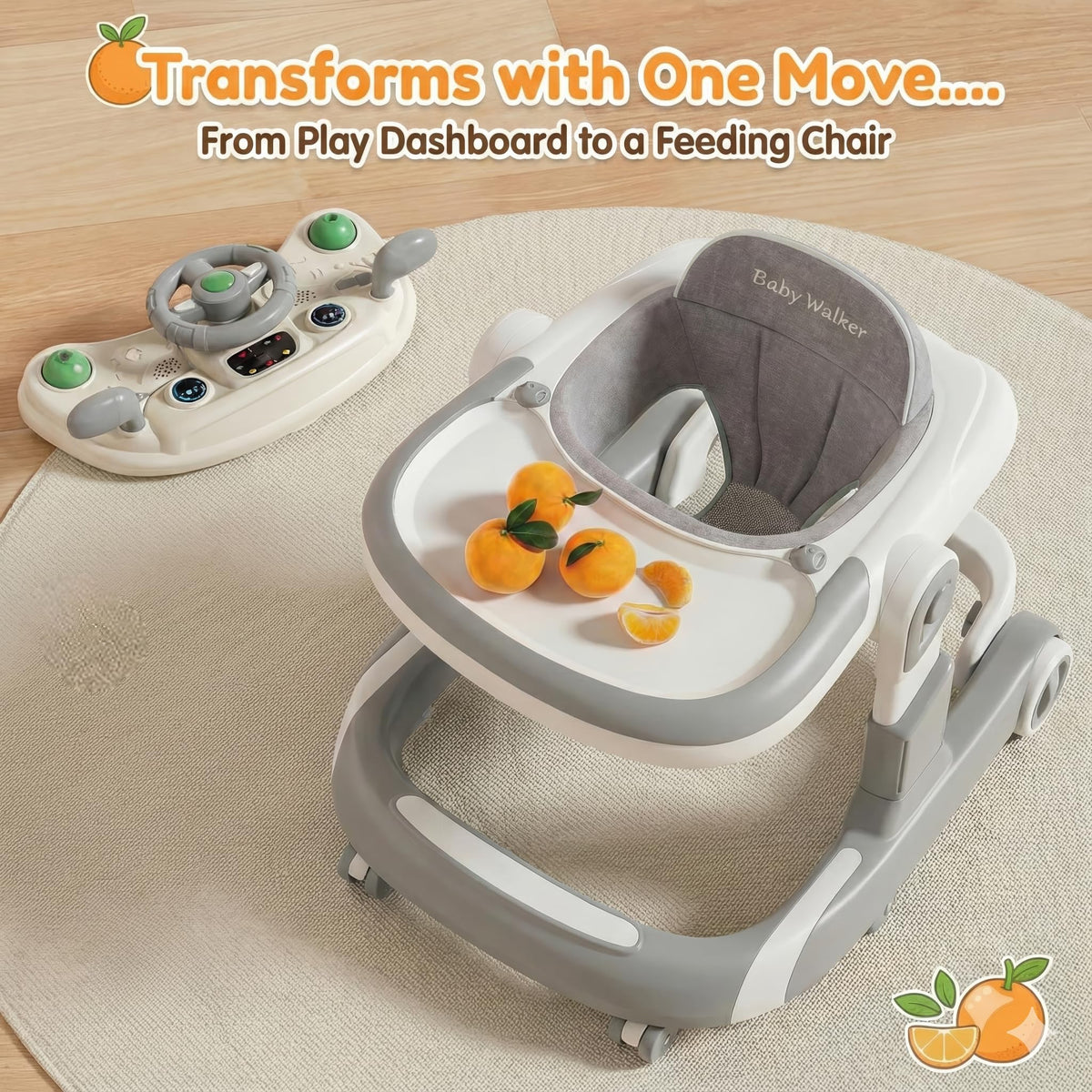 Foldable Baby Walker with Wheels and Bouncing Foot Mat X965616
