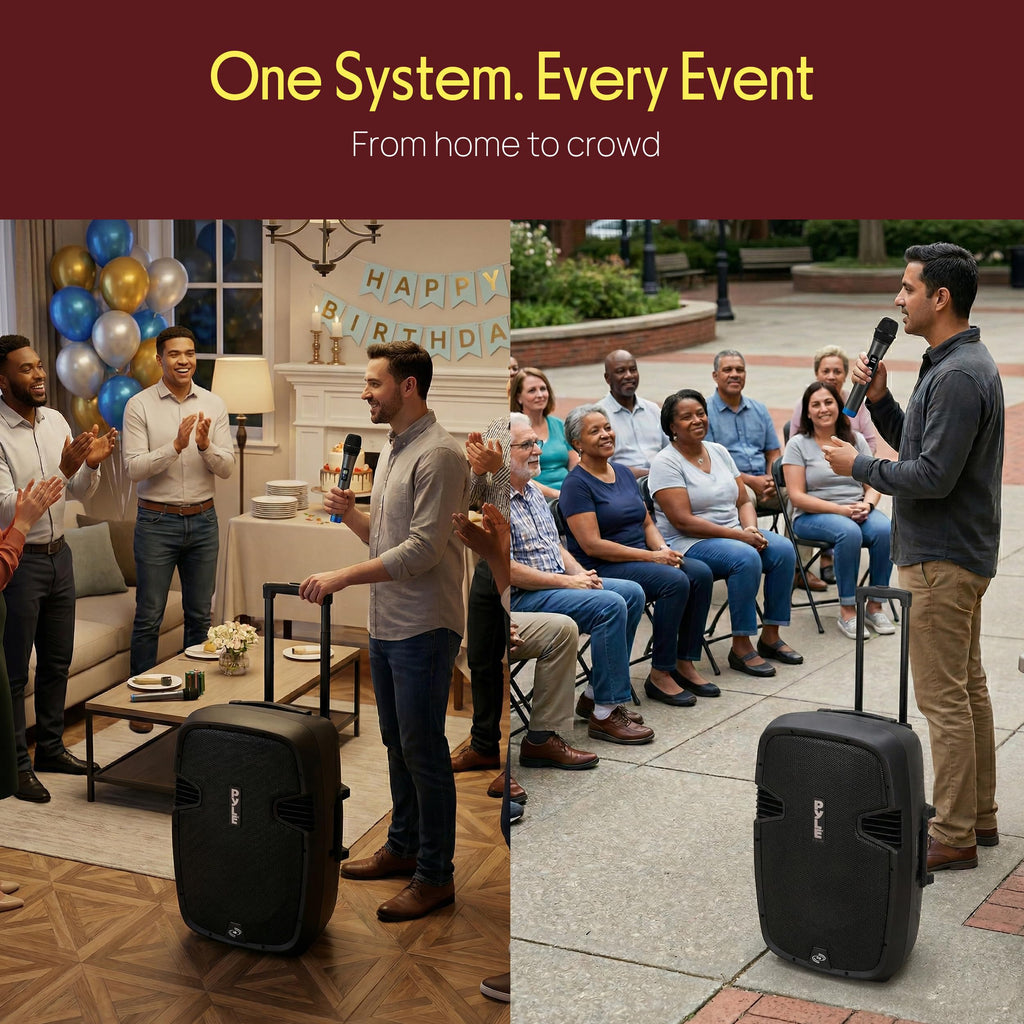 15-Inch Portable PA Speaker System with 2 UHF Microphones W42012